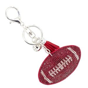 Red Rhinestone Red Football Keychain Bag Charm